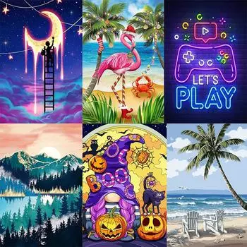 Крутой стиль 5D DIY Алмазная картина Хэллоуин Алмазная вышивка Набор крестиков Полный горный хрусталь Мозаика Украшение дома Round 20x30cm