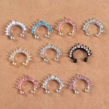Крутой унисекс стразы геометрический металл панк медведь нос манжета нос гвоздик поддельное носовое кольцо ювелирные изделия для тела
