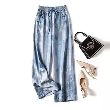 Крутой X Товары Взрыв! Шелк тутового шелкопряда Шелк Маленький костюм Верхняя одежда Нишевый стиль Оригинальная женская одежда Костюм Свободные брюки Костюм Pants XL