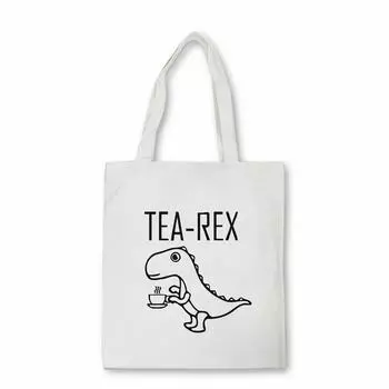 Крутой Забавный дизайн динозавра с принтом, женская сумка-шопер, сумки для студентов-подростков, холщовая сумка, чайный рекс, милая девушка Bolsas 24*26cm