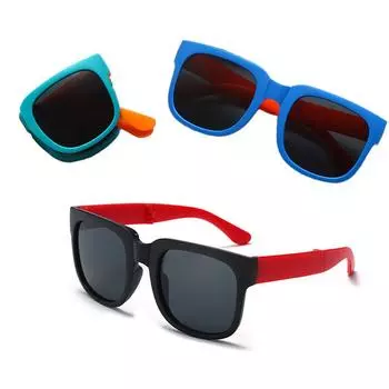 Крутые детские солнцезащитные очки с заклепками, детские солнцезащитные очки для мальчиков и девочек, складные солнцезащитные очки с защитой от ультрафиолета 400, разноцветные очки синий