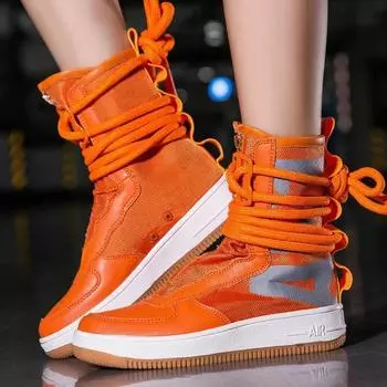 Крутые модные кроссовки Tenis Masculino High Top Casual Flat для мужчин, дышащие дизайнерские мужские кроссовки для бега, бесплатная доставка 38 оранжевый