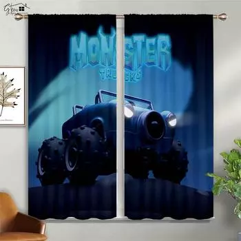Крутые мотоциклетные 3D-печатные шторы в стиле ретро для спальни, гостиной, карманные декоративные шторы из 2 предметов W50xH130(CM)x2PCS&Grommet Top