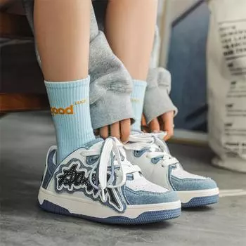 Крутые мужские и женские кроссовки, новые красочные мягкие баскетбольные модные кроссовки ручной работы для пар, обувь для скейтбординга в стиле хип-хоп, теннисные туфли 35 синий