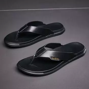 Крутые мужские шлепанцы, летние пляжные сандалии, мужские легкие тапочки, нескользящие шлепанцы, повседневная обувь для активного отдыха, дышащая мужская полускользящая обувь 38 чёрный
