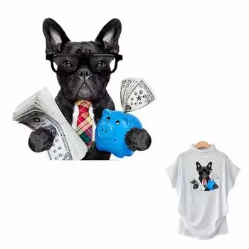 Крутые нашивки с собакой в долларах для одежды, аксессуары «сделай сам», модные термонаклейки на одежду, теплопередача, нашивки для собак