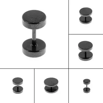 Крутые серьги из нержавеющей стали с поддельными ушами для пирсинга 6 чёрный