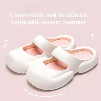 Крутые шлепанцы на толстой подошве для женщин на лето, милые шлепанцы с дырочками для женщин для ношения на улице летом 35-36 белый