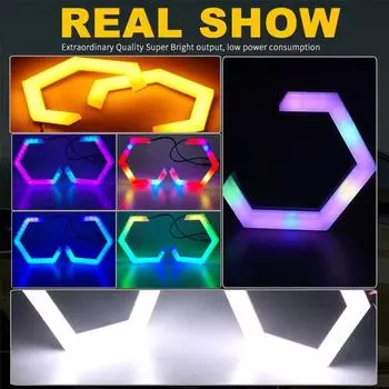 Крутые светодиодные фары Angel Eyes Demon Eyes, подходящие для BMW, шестиугольные двойные линзы RGB, апертура, модификация автомобиля Super Br X7B5