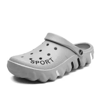 Крутые тапочки для улицы, нескользящая толстая подошва, пляжная обувь с мягкой подошвой, две сандалии для вождения, модные модели для мужчин 39 серый