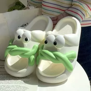 Крутые тапочки для женщин и мужчин, симпатичные мультяшные тапочки из ЭВА для ношения на открытом воздухе, нескользящие и не вонючие для ног для домашнего использования, для использования в помещении летом для мужчин 36-37 белый