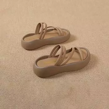 Крутые тапочки для женщин, летняя одежда для отдыха на открытом воздухе 2024 года, новые модные и популярные повседневные нескользящие пляжные сандалии на толстой подошве для беременных женщин 36 чёрный