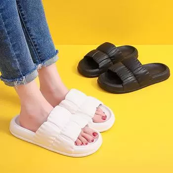 Крутые тапочки Домашние тапочки Домашние противоскользящие бесшумные тапочки на толстой подошве 38-39 чёрный