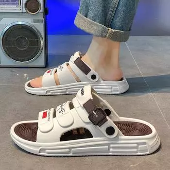 Крутые тапочки мужские корейские версии студенческие односложные тапочки для отдыха на открытом воздухе домашние тапочки для двоих носить мужские тапочки 38