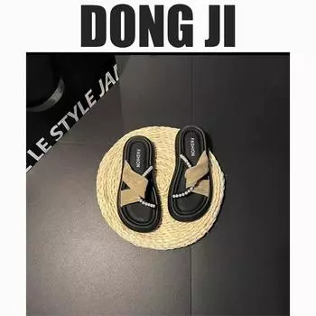 Крутые тапочки Pearl Cross, женская летняя модная верхняя одежда 2025 года, новая красивая юбка, толстые пляжные тапочки Tide 35 розовый