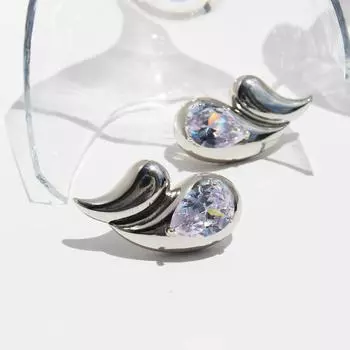 Крутые трехмерные абстрактные двухслойные серьги-капли из высококачественного серебра, серьги-гвоздики с инкрустацией из циркония «Холодный ветер» 793