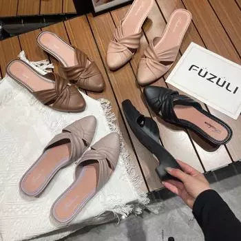 Крутые туфли на высоком каблуке для женщин, лето 2024, новые французские повседневные модные черные туфли на толстом каблуке с острым носком 36 чёрный