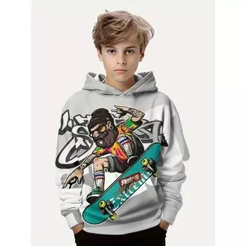 Крутые уличные скейтерские толстовки с принтом, модные повседневные удобные свободные детские пальто с буквами, осенне-зимняя одежда 160cm