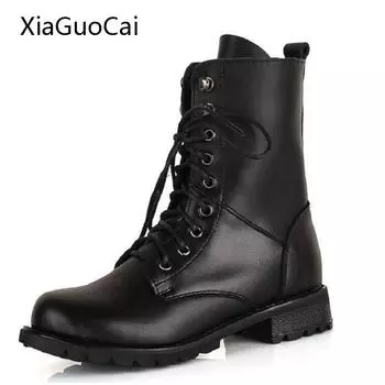 Крутые женские сапоги для верховой езды большого размера, черные сапоги до середины голени из искусственной кожи с заклепками для взрослых, женские сапоги Maritn X1160 35 5 чёрный