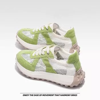 Кружева сетчатые дышащие туфли Daddy Shoes с толстой подошвой и внутренней частью, увеличивающие рост, повседневные спортивные легкие Koochie Agan 34 зелёный