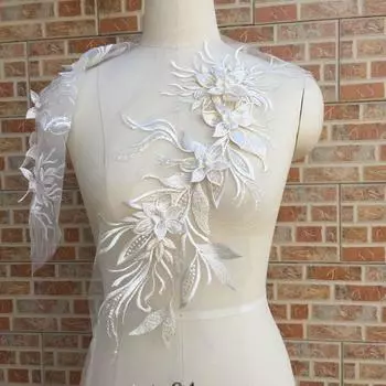 Кружевная аппликация, большой размер, трехмерный цветок, свадебное платье, цветочные наклейки, аксессуары 50cm*20cm красный