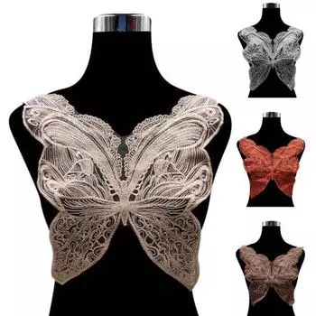 Кружевная аппликация, съемная, дышащая, моющаяся, вышивка, сетчатая аппликация с крыльями бабочки для дома чёрный