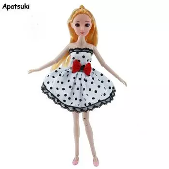 Кружевная белая юбка, платье, одежда для кукол Барби, одежда для 1/6 куклы, красные банты, декор, платья для кукольного дома Барби, аксессуары белый