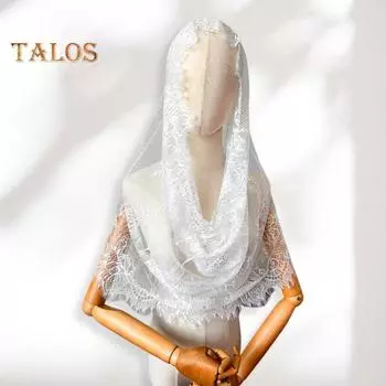 Кружевная фата невесты, прозрачная кружевная тонкая мантилья, цветочная вышивка, чистый цвет, традиционная святая, винтажная, свадебная, выпускной, для особых случаев, головной убор чёрный