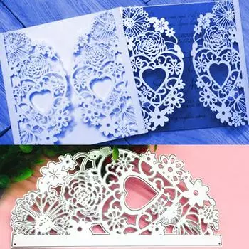 Кружевная карта любви, металлический трафарет, тиснение, вырубные штампы для Diy, скрапбукинг, бумажные штампы для тиснения карт, ремесленный декор серебряный