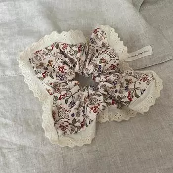 Кружевная квадратная повязка для волос с цветочным узором, многофункциональная повязка для волос с низким хвостом, большое кольцо для кишечника