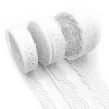 Кружевная лента белая 3 рулона кружево ручной работы шитье украшения кружево своими руками шитье украшения подарочная упаковка материалы ручной работы украшения 10 м/рулон белый