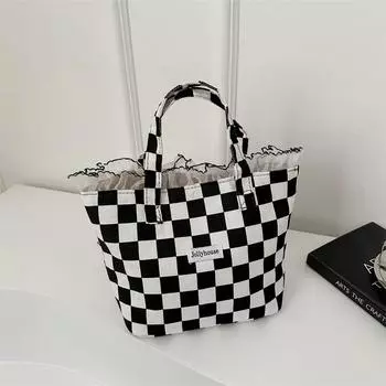 Кружевная личность 2024 года, новый шахматный узор зебры, большая вместимость, сумка для бенто ins wind, переносная сумка под мышкой