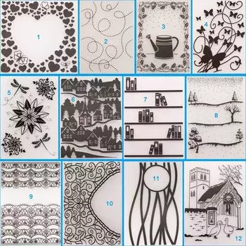 Кружевная линия на склоне холма, пластиковая папка с тиснением для DIY, скрапбукинг, альбом, декор для карт, художественный шаблон, деревенский дом No.18-Stars