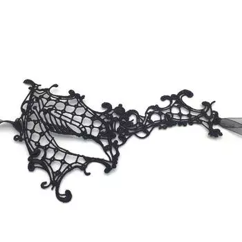 Кружевная маска на пол-лица Металлизированная отделка Тематические вечеринки и собрания Косплей Black
