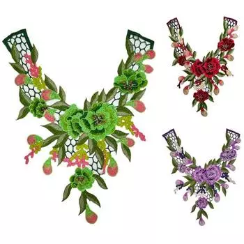 Кружевная нашивка, удобная аппликация с вышивкой, моющаяся, сделай сам, цветочный узор, вышивка, аппликация для магазина одежды красный