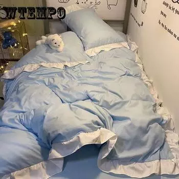 Кружевная односпальная кровать, трехсекционное пододеяльник, наволочка, комплект постельного белья «Принцесса Ветер» Single