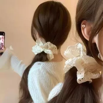 Кружевная повязка для волос Mori Толстая кишка Головная веревка Французская ретро-веревка для волос для девочек Завязанная резинка для волос