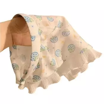 Кружевная повязка на голову, клетчатый милый платок One Size белый