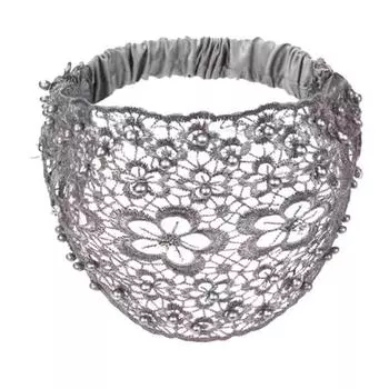 Кружевная повязка на голову с искусственным жемчугом Женская высокоэластичная широкая повязка для волос с дизайном цветка из 5 лепестков Аксессуары для волос Flower