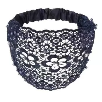 Кружевная повязка на голову с искусственным жемчугом Женская высокоэластичная широкая повязка для волос с дизайном цветка из 5 лепестков Аксессуары для волос Flower