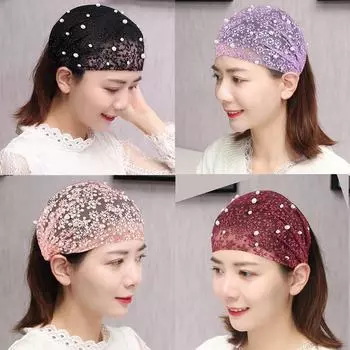 Кружевная повязка на голову с широким краем - белая повязка на голову для женщин, платок Sweet Series Starlight чёрный