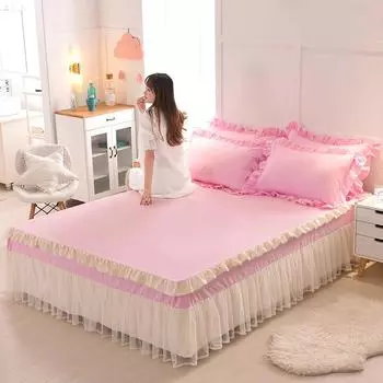 Кружевная противоскользящая юбка-кровать с рюшами по краям, прозрачная марля, износостойкое покрывало для кровати, защитный чехол для домашнего матраса, постельные принадлежности 120x200cm bed skirt