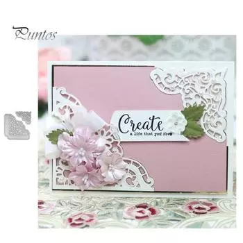 Кружевная рамка угловой металлический трафарет DIY скрапбук тиснение бумажная карта альбом декор серебряный