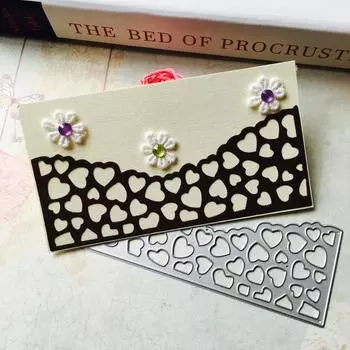 Кружевная рамка в форме сердца, металлические штампы, трафареты, высечки для DIY, скрапбукинга, альбома, тиснение бумажных карт