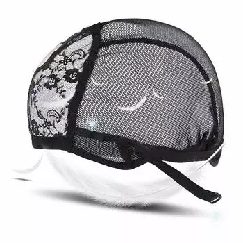 Кружевная сетка, полная шапочка для парика, сетка для волос, плетение шапочек для изготовления париков, регулируемые ремни чёрный