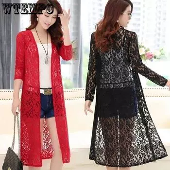 Кружевная шаль, летняя короткая блузка снаружи, тонкая секция с длинными рукавами, солнцезащитная одежда, дикий кардиган XL