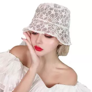 Кружевная шляпа для женщин, мягкая кружевная шляпа с широкими полями, летняя шляпа, платье, кружевная женская шляпа One Size белый