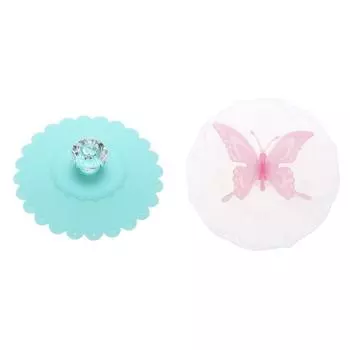 Кружевная силиконовая крышка с бриллиантовой чашкой, термоизоляционная крышка чашки (Голубые)