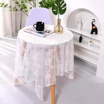 Кружевная скатерть с вышивкой розы, белая круглая скатерть Ins Wind, круглая прямоугольная скатерть, французская кружевная скатерть 90x90cm розовый