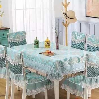 Кружевная спинка стула, стол и чехол на стул, домашняя прямоугольная скатерть, художественная скатерть, обеденный стул, встроенная подушка Chair 1 cover 1 back